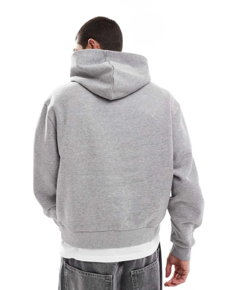 ASOS ASOS DESIGN heavyweight oversized hoodie with sporty front print in grey marl 3