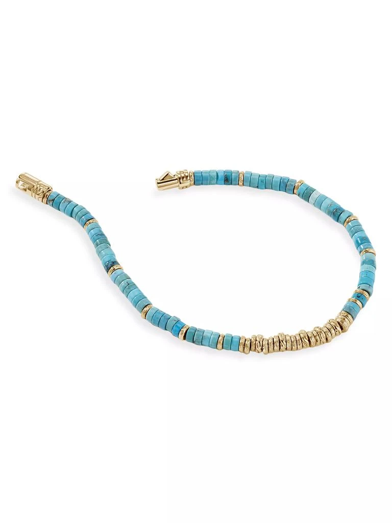 John Hardy Thailand 14K Gold &amp; Treated Turquoise Heishi Beaded Bracelet 4