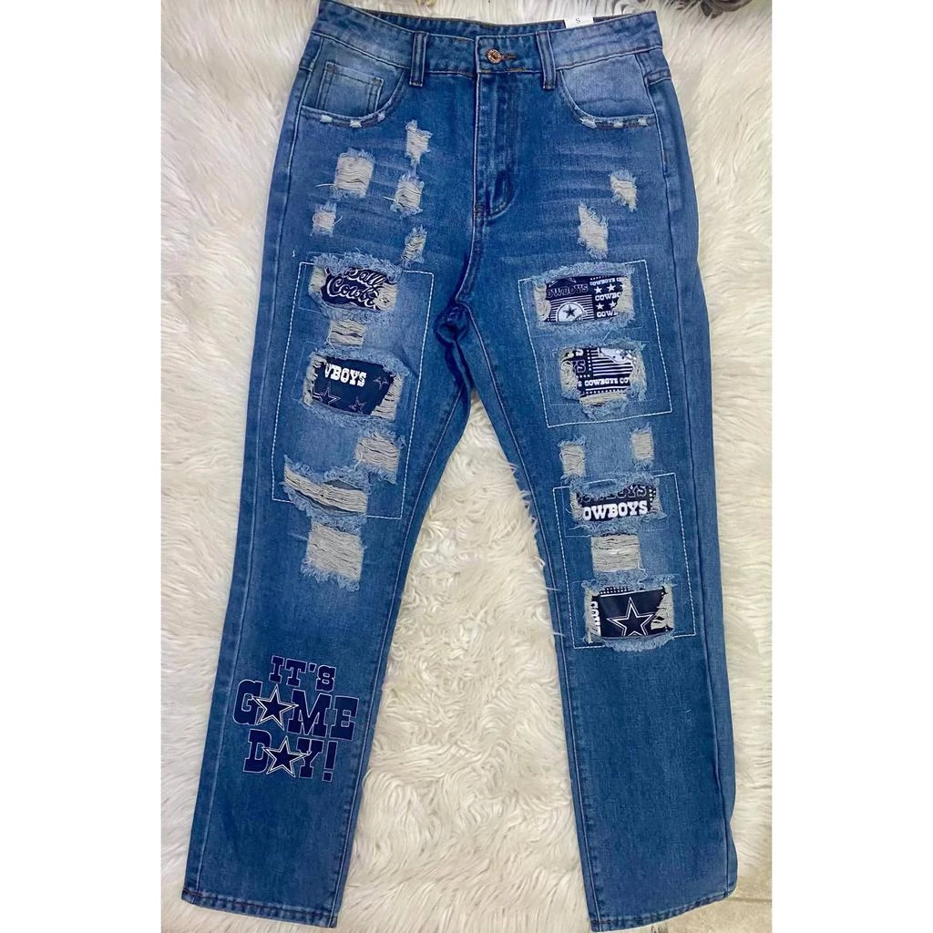 Lovesoft Lovesoft - Women's Dallas Cowboys Distressed Patchwork Jeans