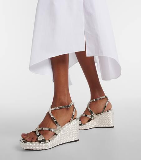 JIMMY CHOO Ayla 85 メタリックレザーウェッジサンダル Ayla 110 | Gold Metallic Leather Wedge | JIMMY CHOO