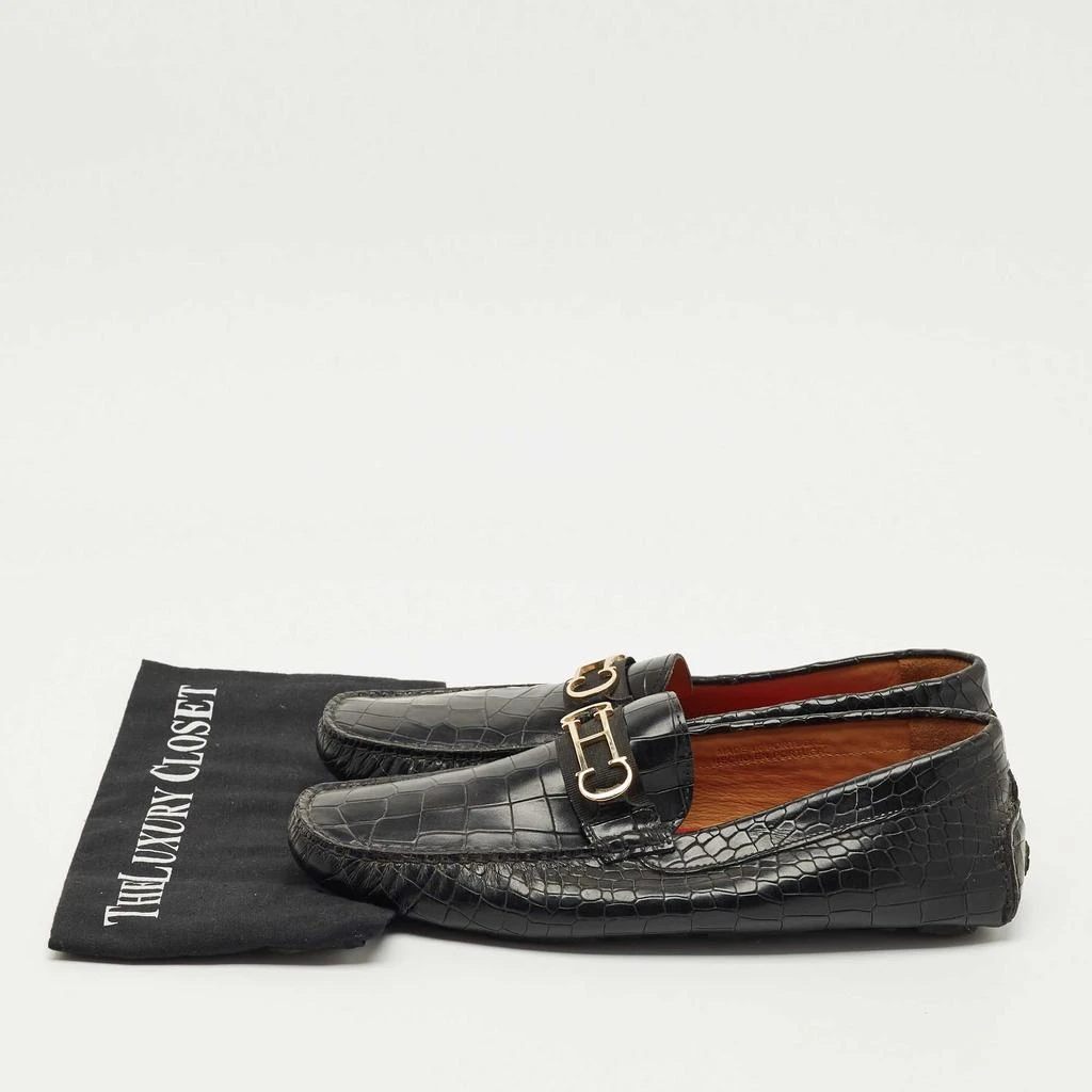 Carolina Herrera Black Leather Slip-On Loafers CH Carolina Herrera Black Leather Logo Charm Detail Slip On  main image 3