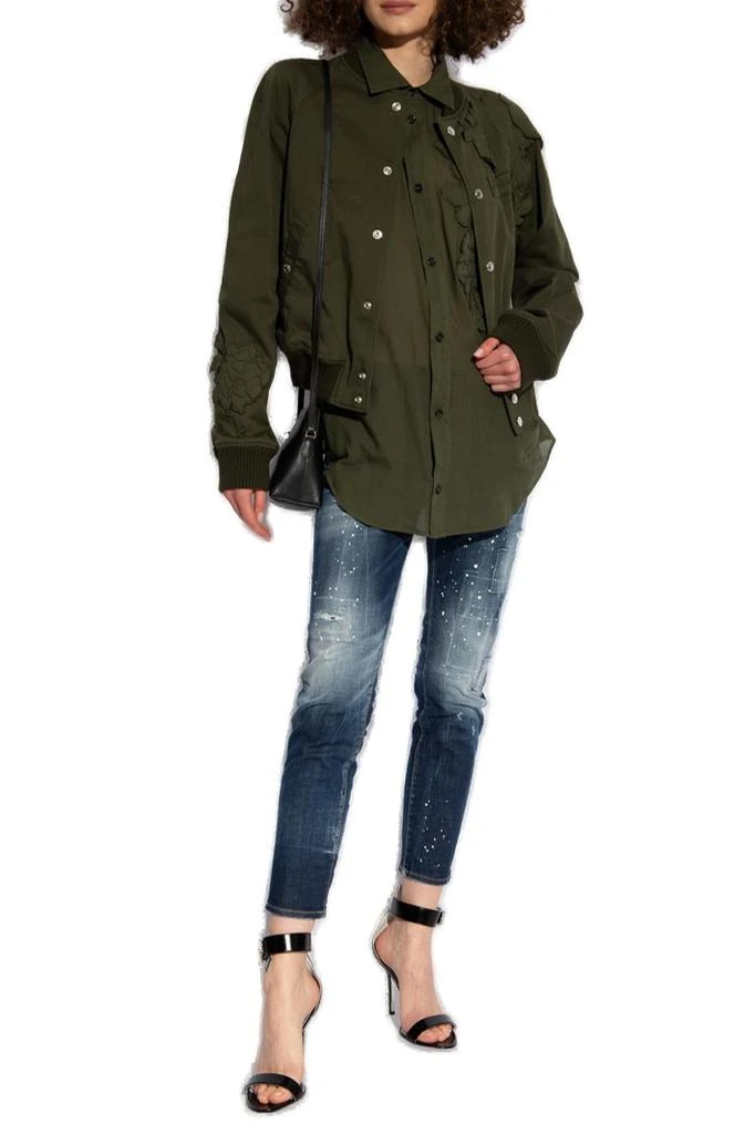 DSQUARED2 Dsquared2 Floral-Appliqué Button-Up Bomber Jacket 4