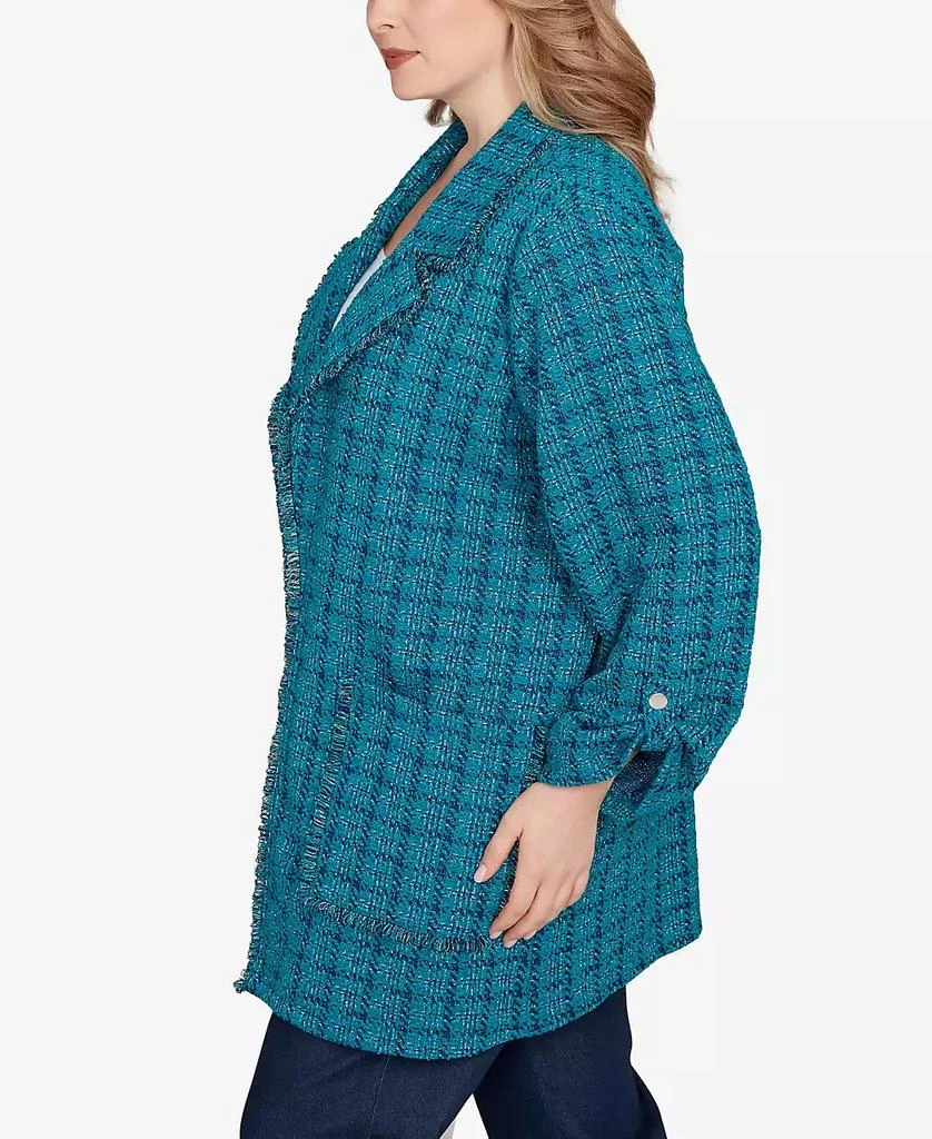Ruby Rd. Plus Size Open Front Tweed Patch Pocket Jacket 3