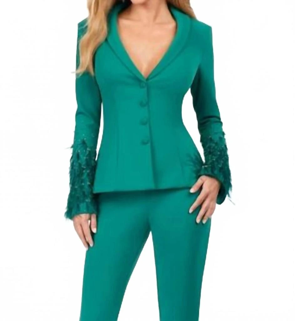 ASHLEYlauren Women
s Dressed In Time Blazer In Emerald 2