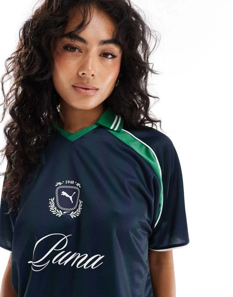 Puma Puma Archive print Football jersey in navy & green - exclusive to ASOS 3