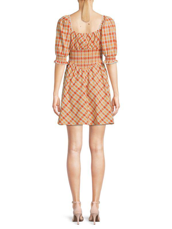 Betsey Johnson Plaid Smocked Mini Dress