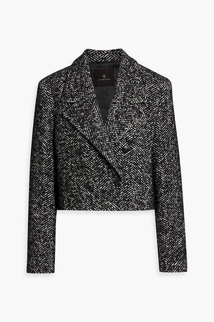 ANINE BING Vienna herringbone double-breasted wool-blend tweed blazer