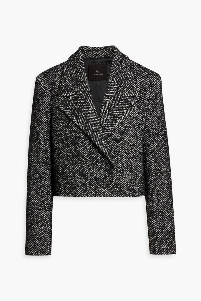 ANINE BING Vienna herringbone double-breasted wool-blend tweed blazer 1