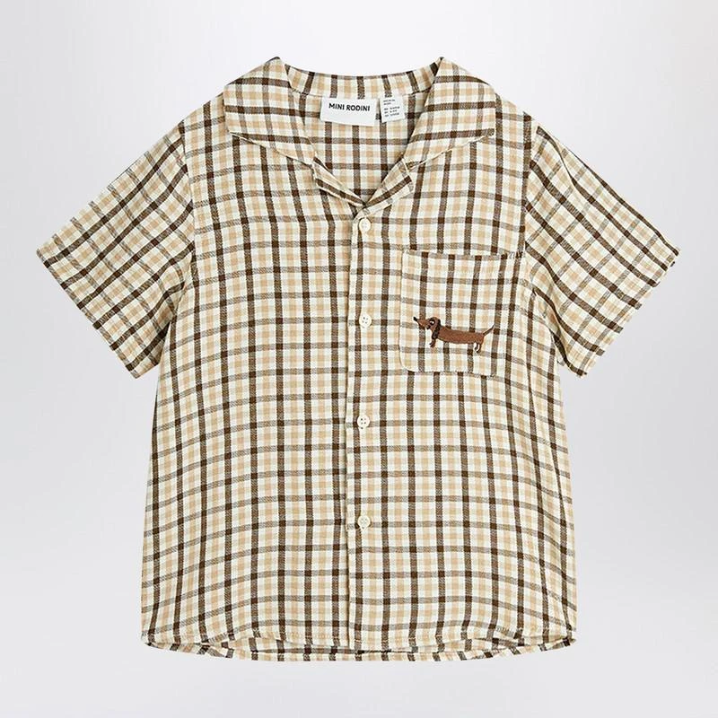 Mini Rodini Beige shirt with a checkered pattern