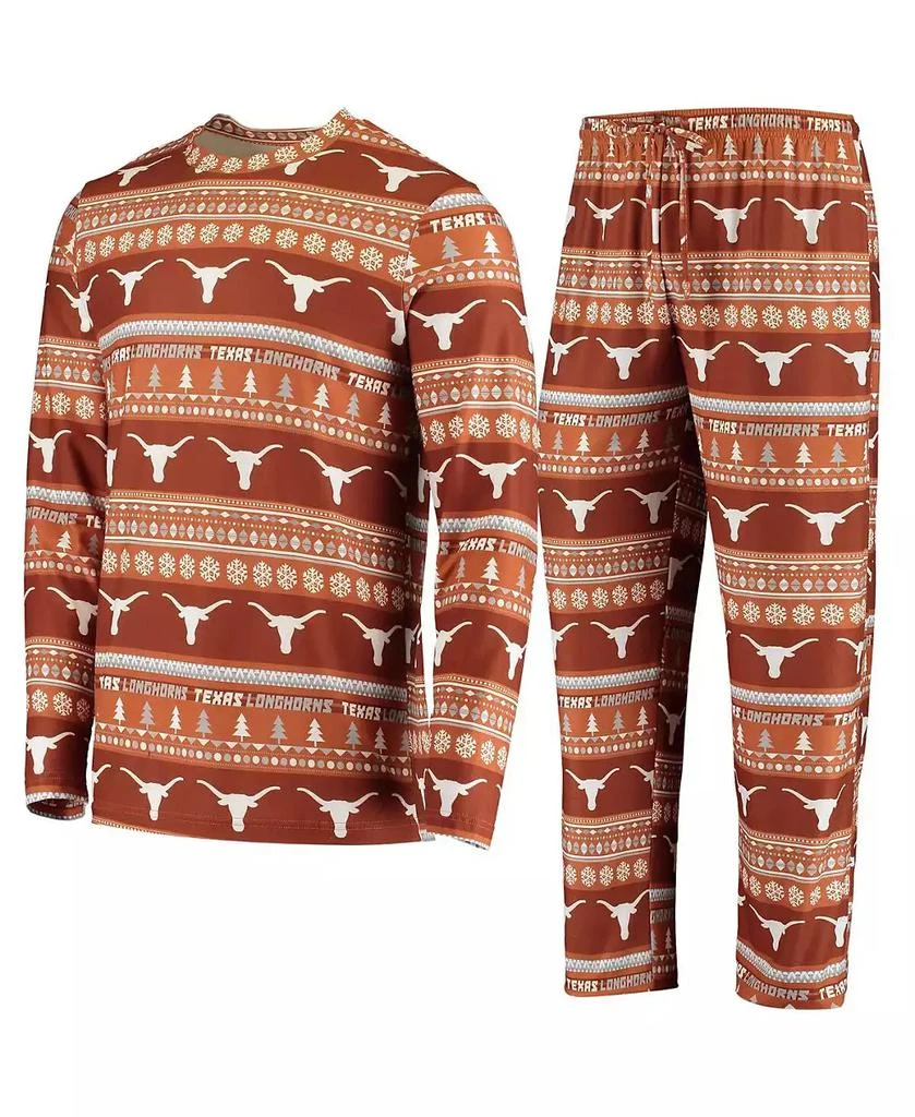 Concepts Sport Men's Texas Orange Texas Longhorns Ugly Sweater Knit Long Sleeve Top and Pant Set 1