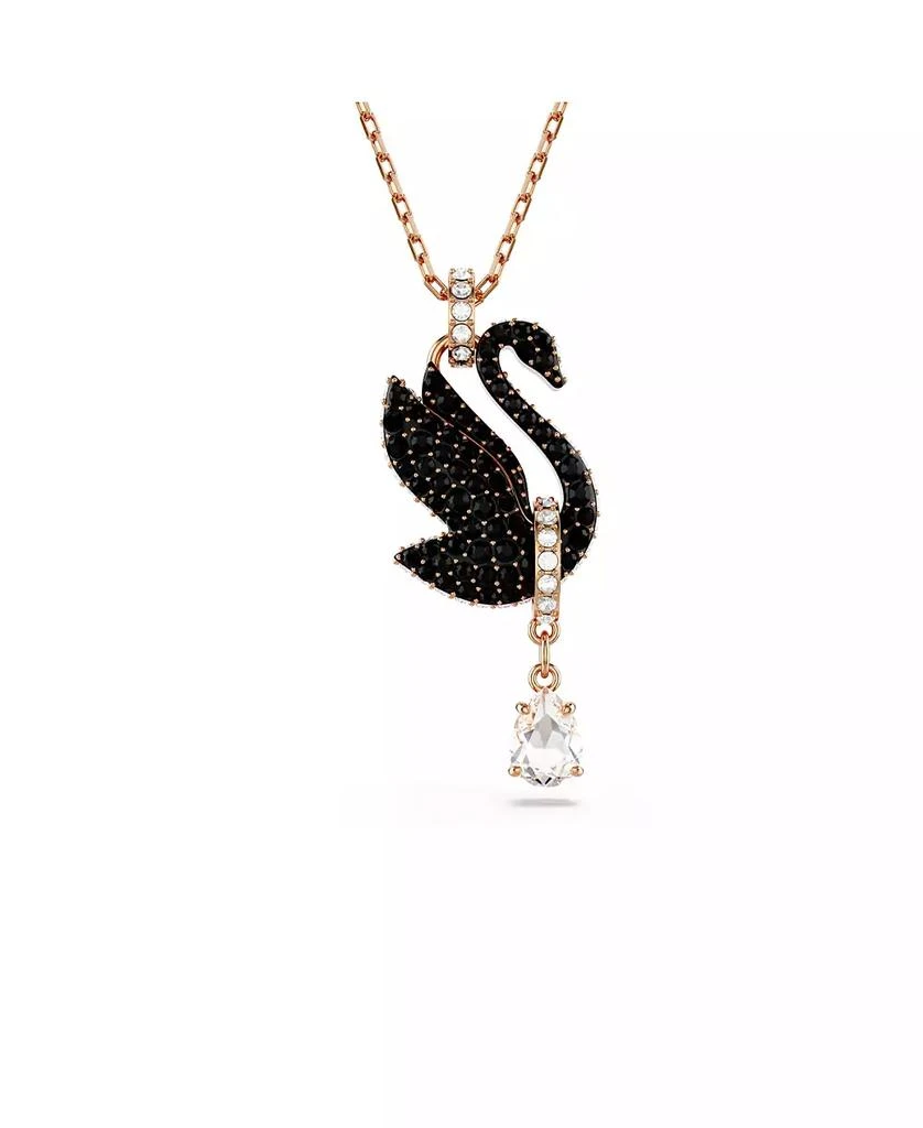 Swarovski Swan, Black, Rose Gold-Tone Iconic Swan Pendant Necklace