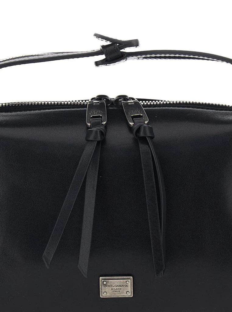 Dolce & Gabbana 'Vittoria' Black Mini Shoulder Bag With Adjustable And Removable Shoulder Strap And Logo Plaque On The Front In Leather Man 4