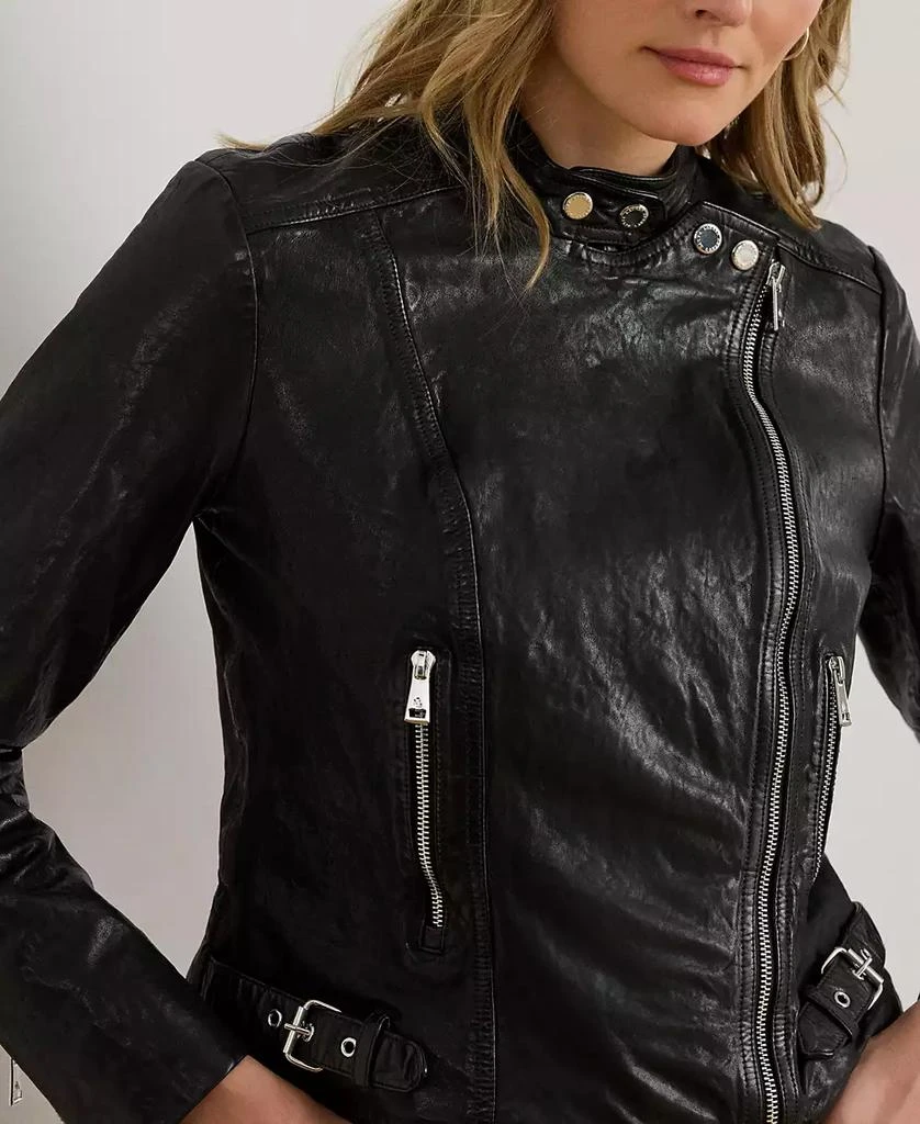 Ralph Lauren Women's Tumbled Leather Moto Jacket 3