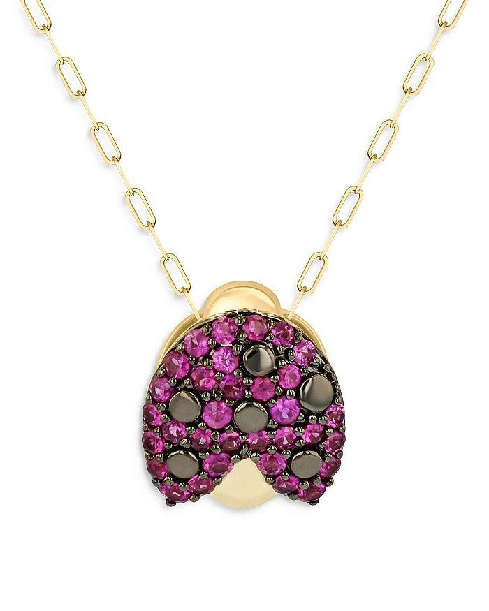Phillips House 18K Yellow Gold Symphony Ruby Ladybug Pendant Necklace, 16-18"