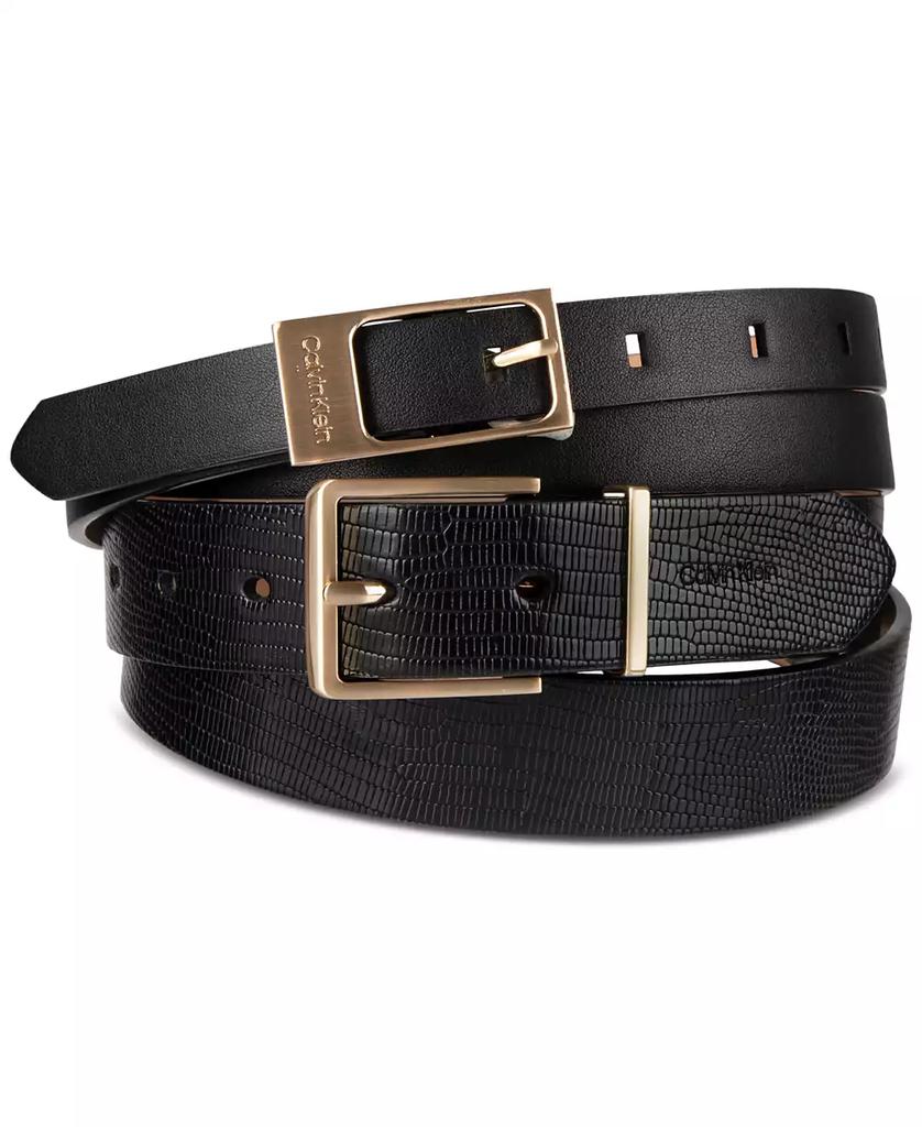 Calvin Klein 2-Pc. Skinny Faux-Leather & Embossed Belt Set