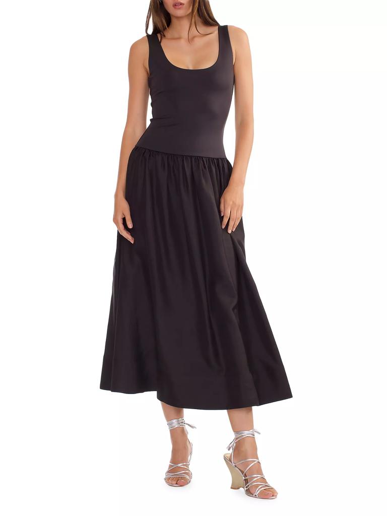 Cynthia Rowley Mixed Media Dropwaist A-Line Midi-Dress