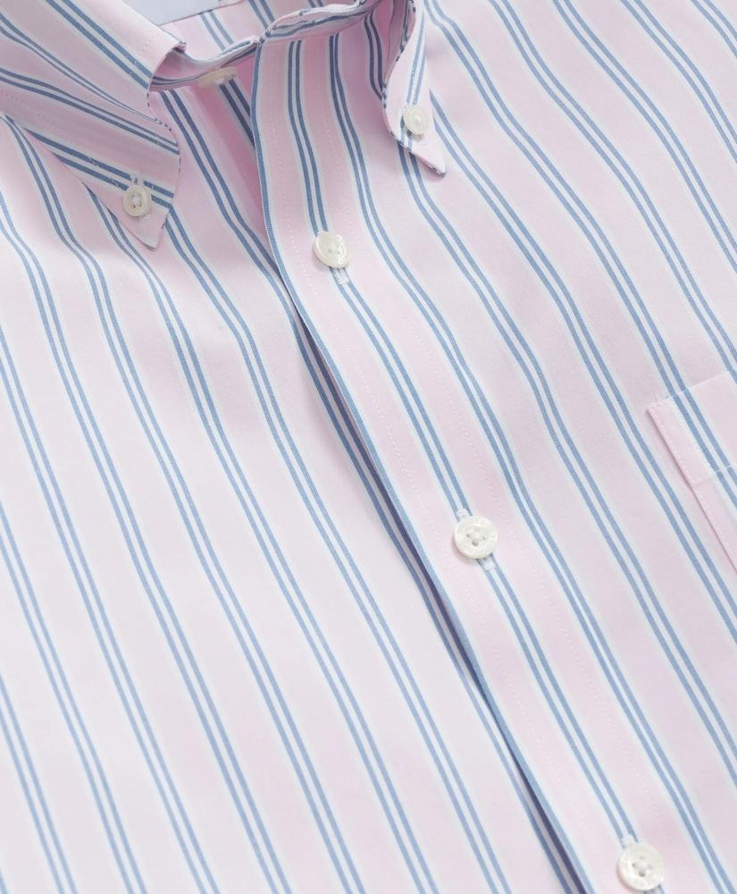 Brooks Brothers Stretch Cotton Non-Iron Polo Button Down Collar, Striped Shirt