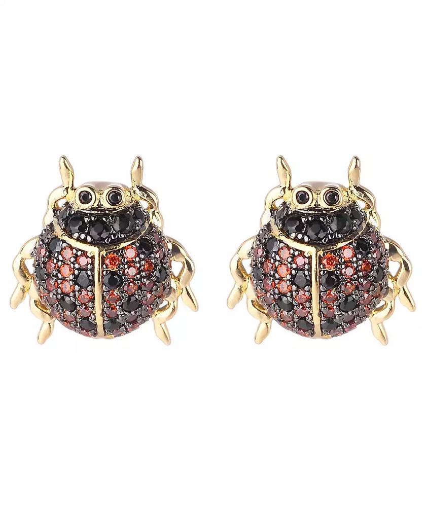 Noir Red/Black Cubic Zirconia Ladybug Stud Earring