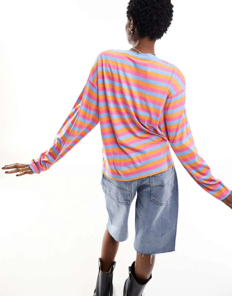 Monki Monki oversize long sleeve top in multi colour stripe 4
