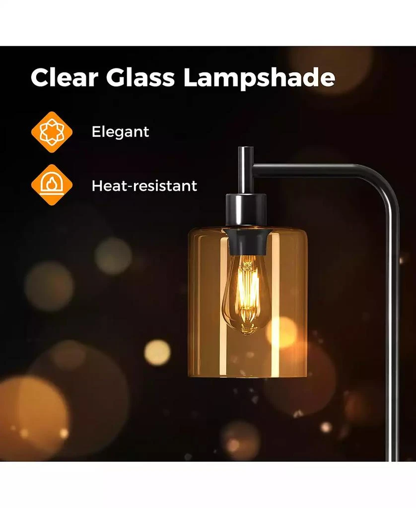 Slickblue Modern Floor Lamp with Hanging Glass Shade and Foot Switch for Living Room 7