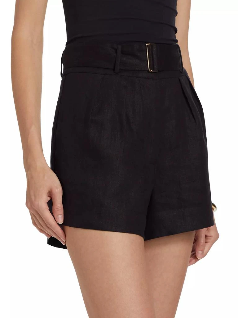 Hevron Zinna Belted Linen Shorts 4