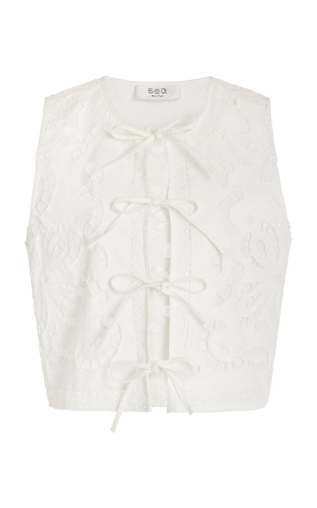 Sea Sea - Embroidered Cotton And Linen-Blend Top - White - M - Moda Operandi