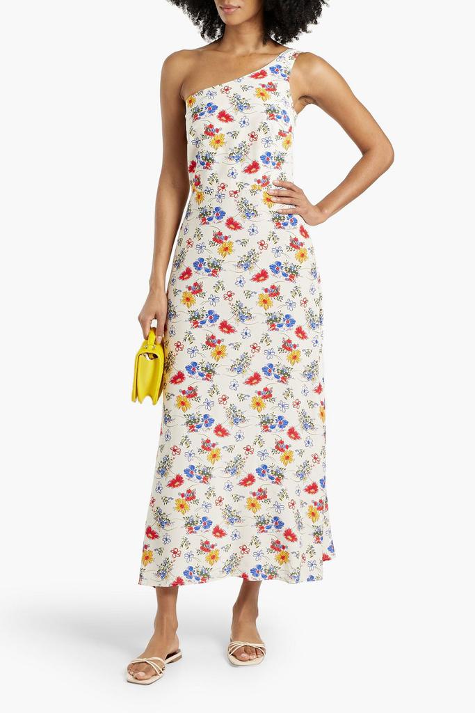 HVN Elena one-shoulder floral-print crepe maxi dress