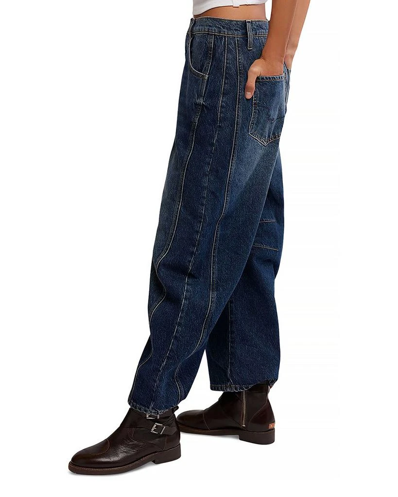 Free People We The Free Good Luck Mid Rise Barrel Jeans in Deep End 4