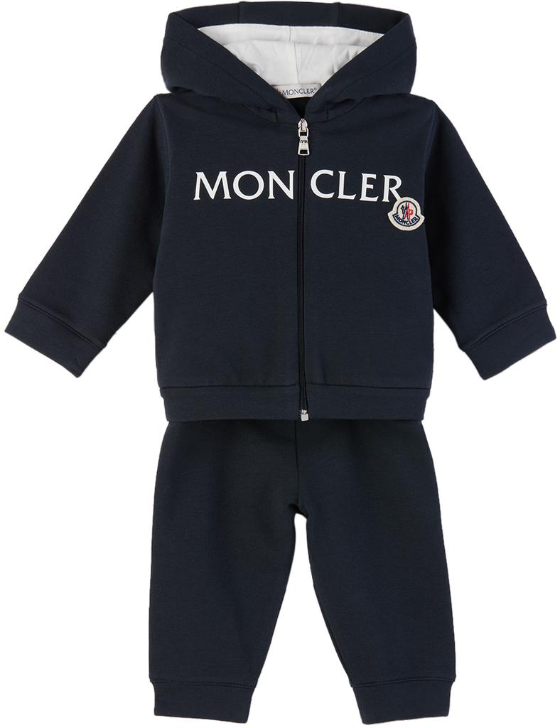 Moncler Enfant Baby Navy Printed Sweatsuit Suits BeyondStyle