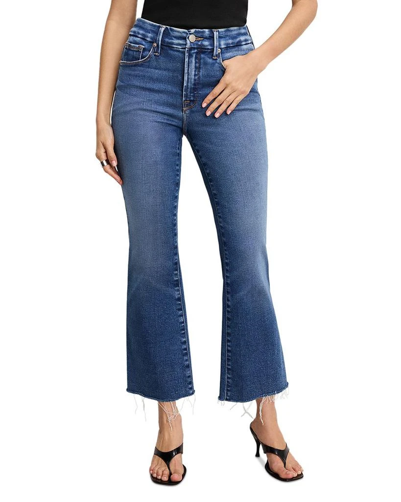 Good American Soft Tech Good Leg Cropped Bootcut Jeans in Indigo818 1