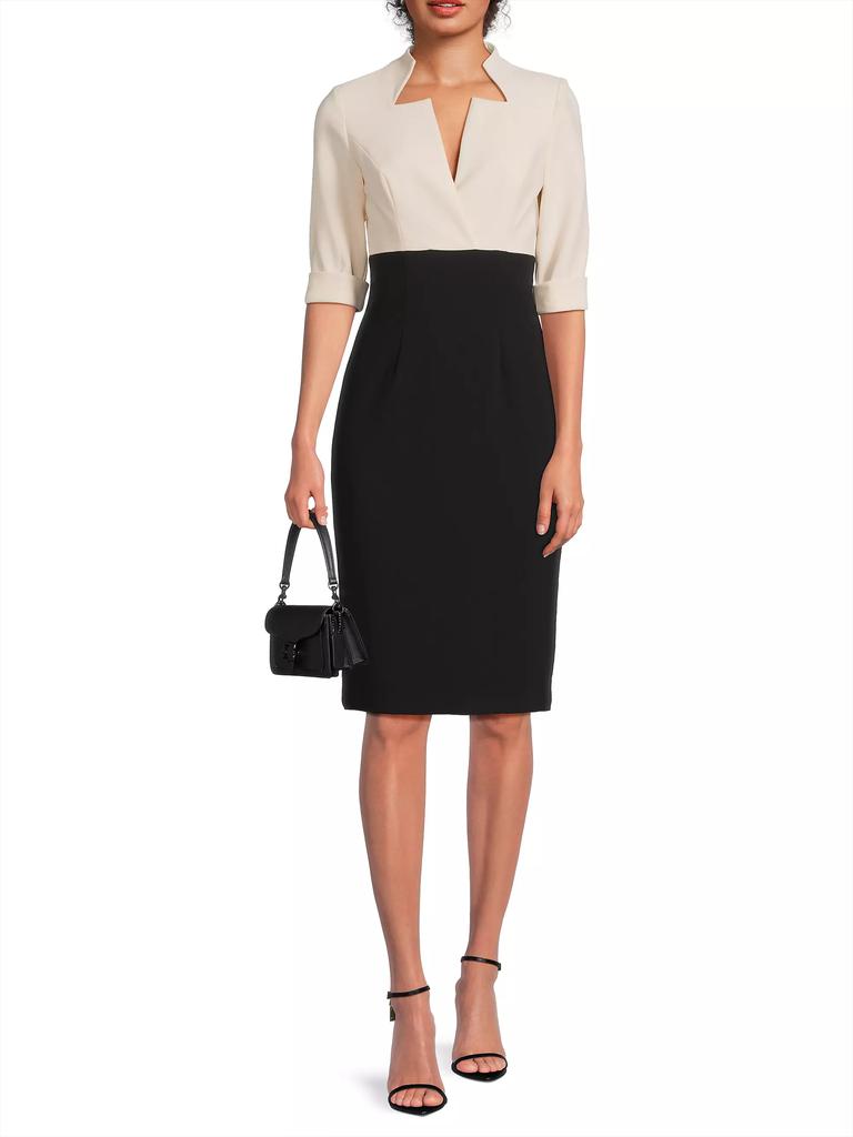 Black Halo Vespera Two-Tone Sheath Dress