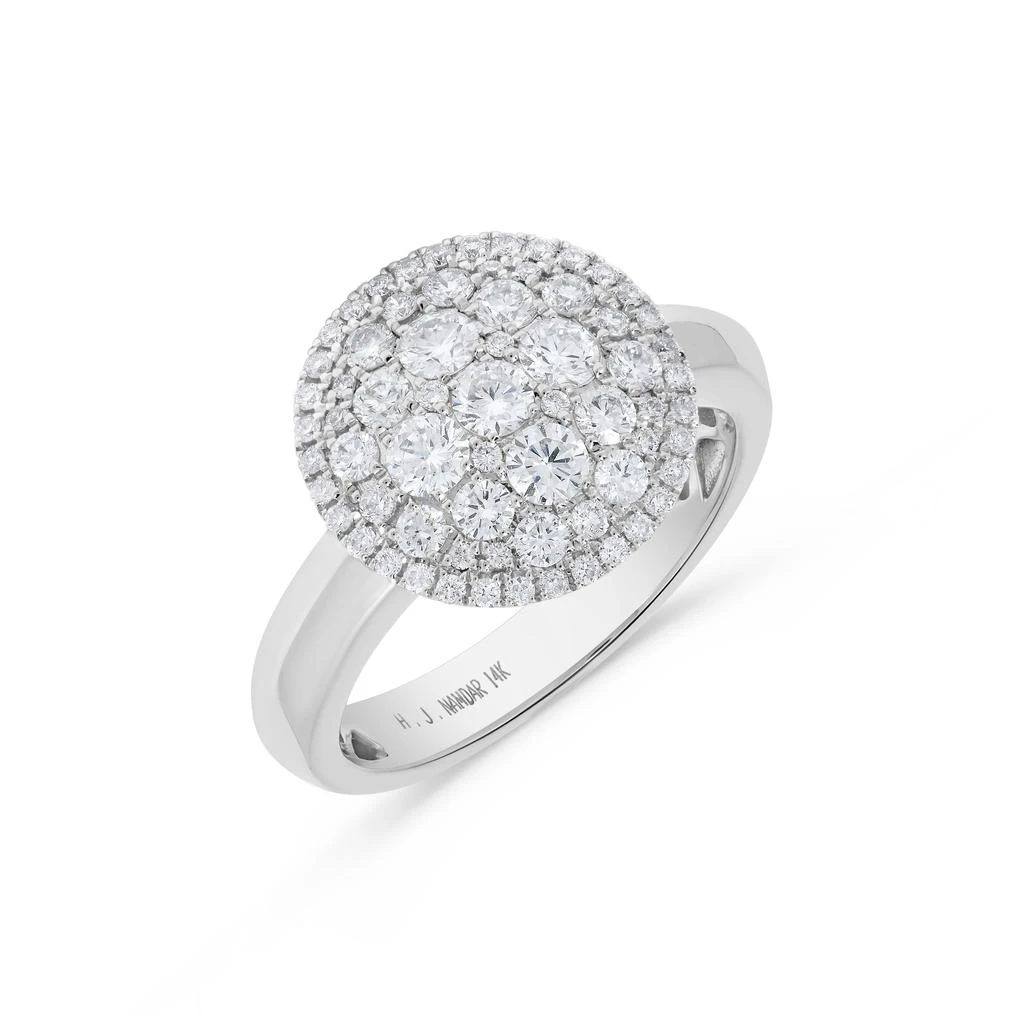 H.J. Namdar 0.82 ct tw Pave Circle Cluster Diamond Ring 14K White Gold Natural Diamonds Size 6