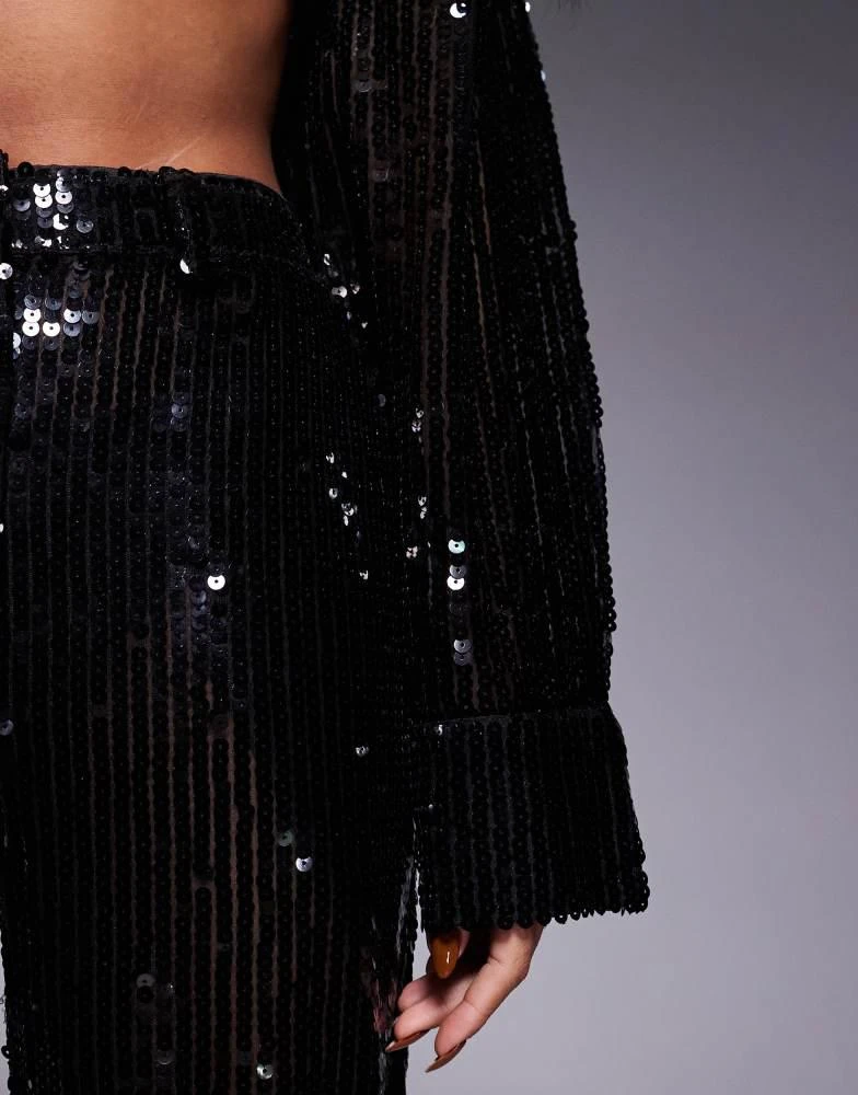 Kaiia Kaiia exclusive premium sequin straight leg trousers co-ord in black 3