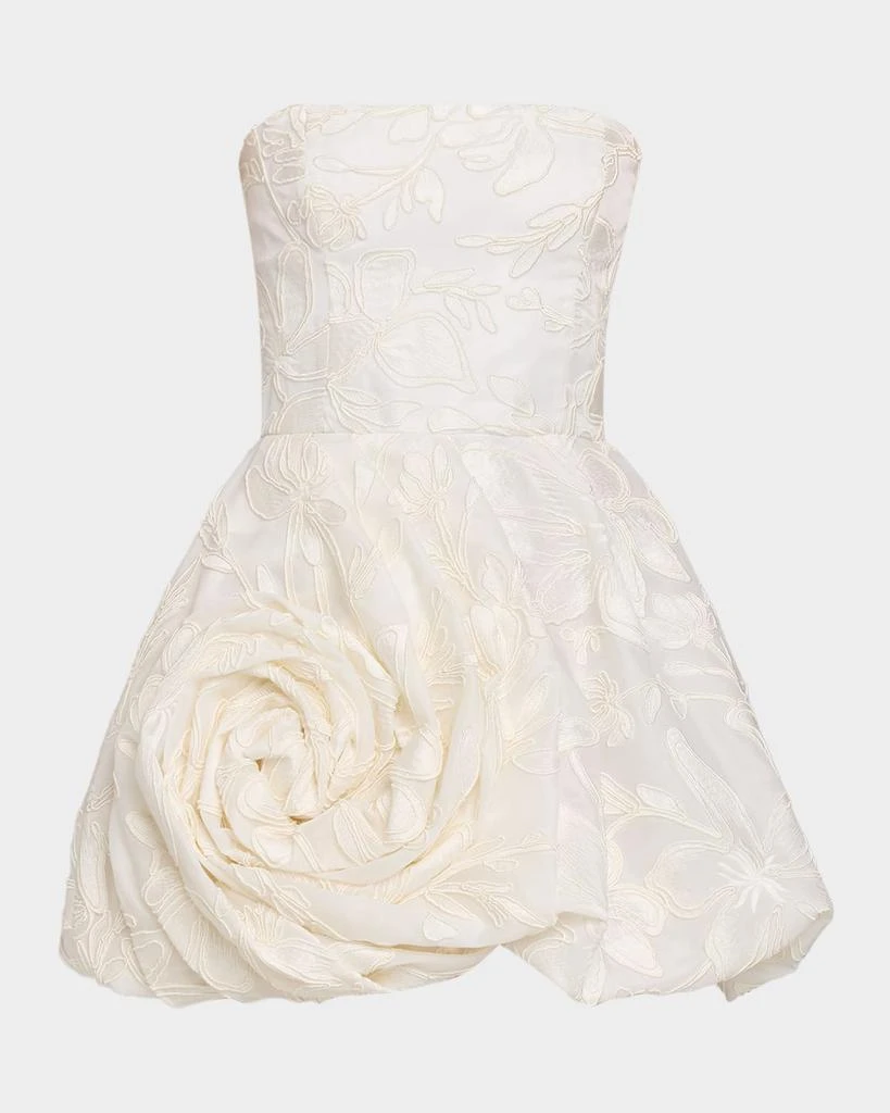 Monique Lhuillier Strapless Rosette Bubble Mini Dress