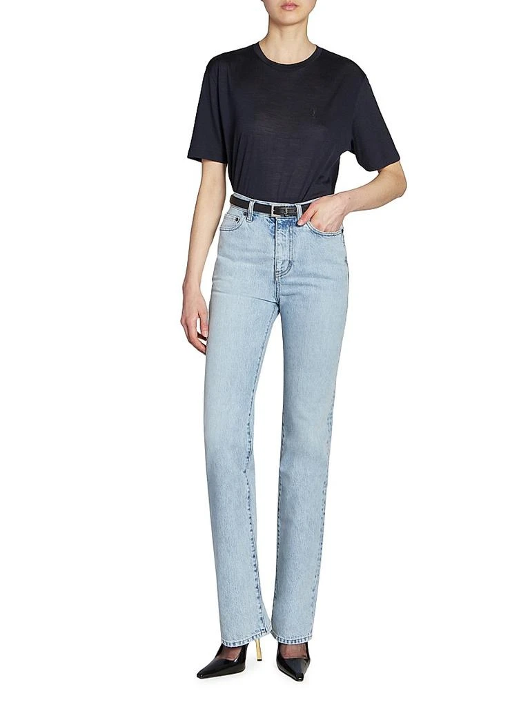 Yves Saint Laurent Cassandre Thin Belt with Square Buckle in Smooth Leather 4