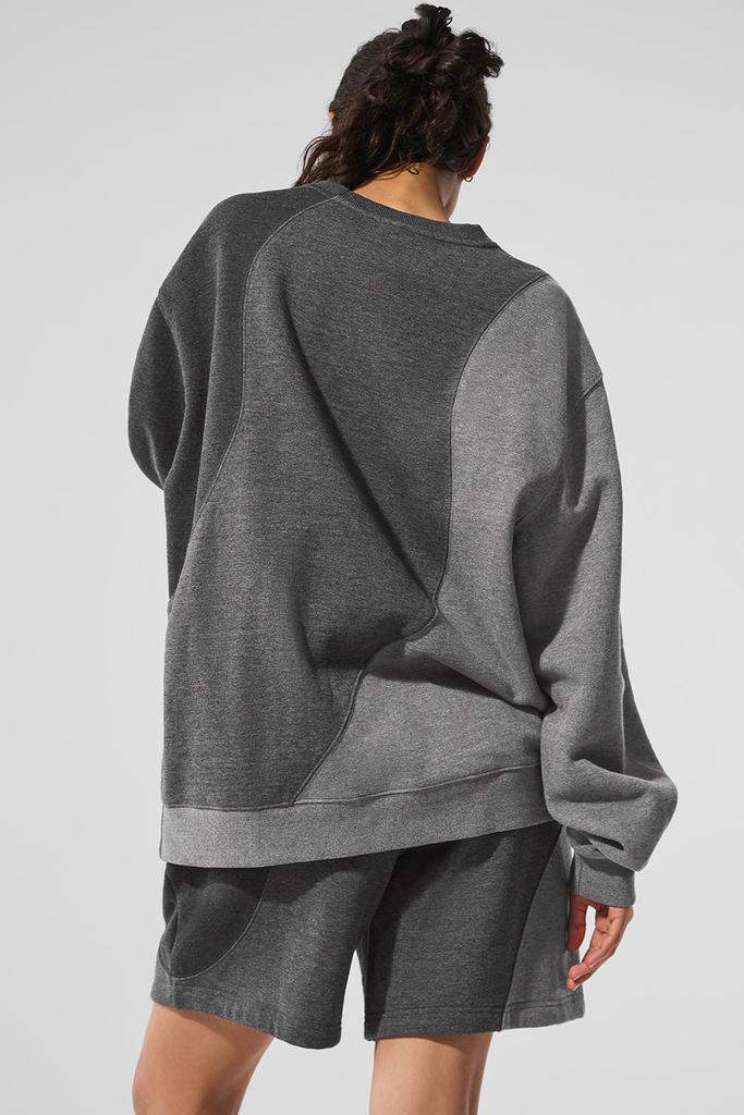Alo Make Waves Crew Neck Pullover - Dark Heather Grey Tonal