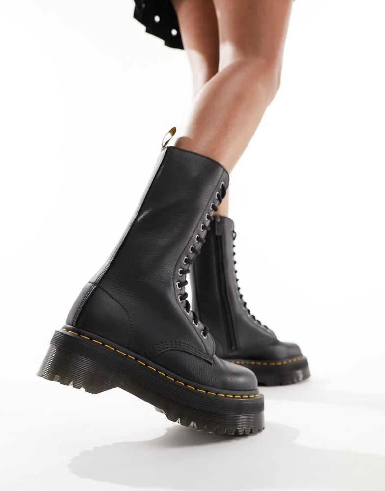 Dr. Martens Dr Martens unisex Quad 14 eye boots in black leather 1