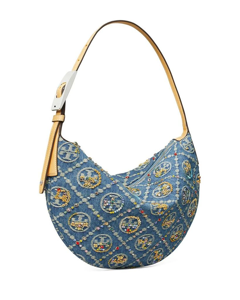 Tory Burch T Monogram Embellished Denim Shoulder Bag 4