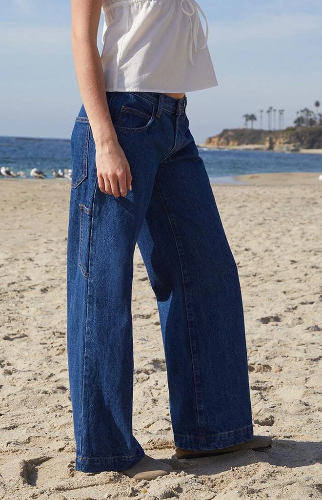 John Galt Dark Indigo Gracie Low Rise Baggy Carpenter Jeans 2