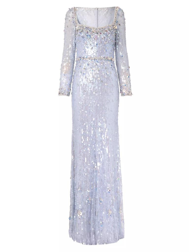 Jenny Packham Kestra Sequined Sheath Gown