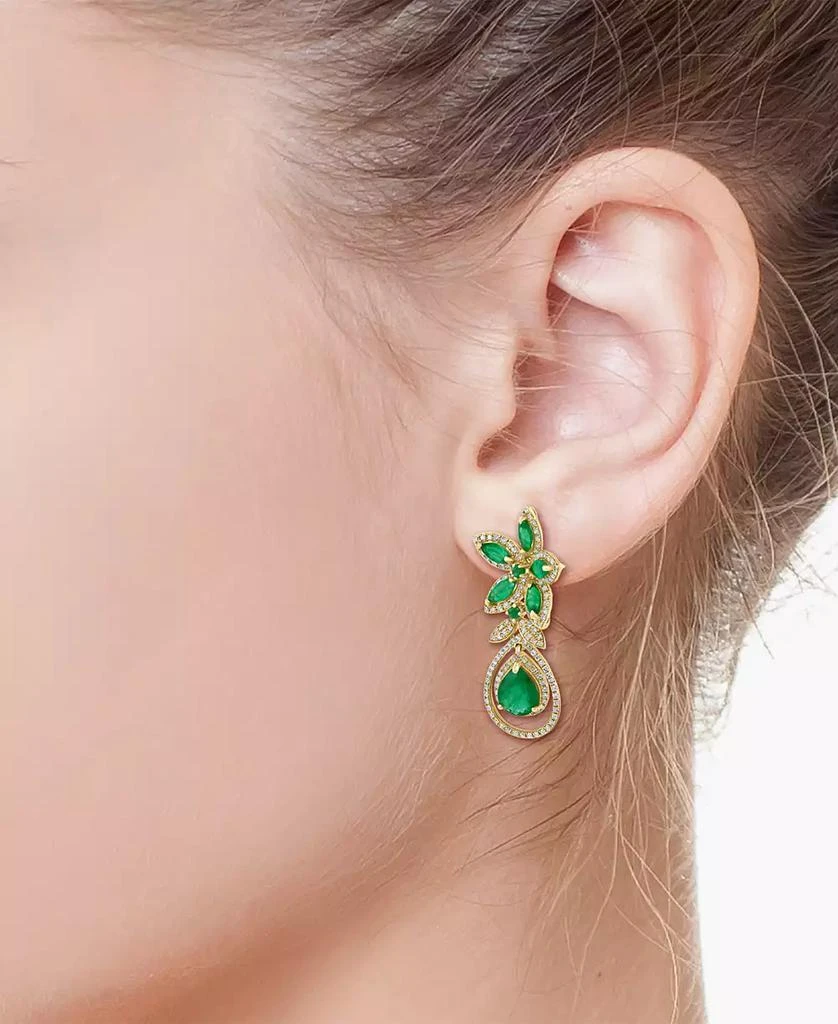 Effy EFFY® Emerald (5-1/4 ct. t.w.) and Diamond (1-1/4 ct. t.w.) Teardrop Earrings in 14k Gold or 14k White Gold, Created for Macy's 2