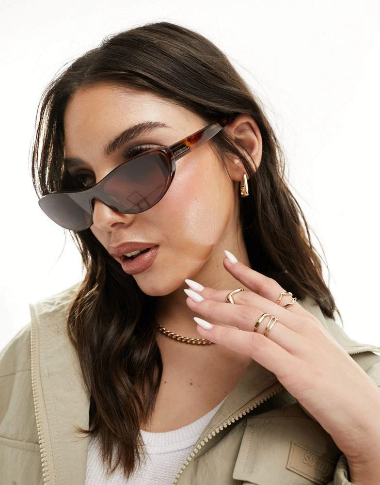 Quay Quay x Guizio slate slim cateye sunglasses in cloudy tort 1