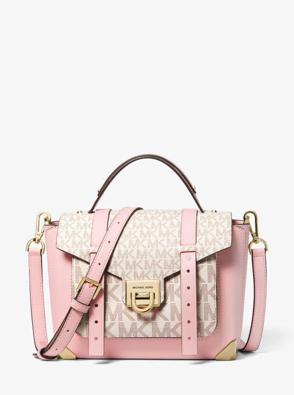 Michael Kors Manhattan Medium Leather and Logo Satchel