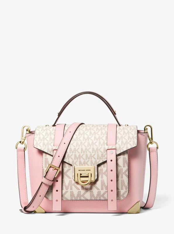 Michael Kors Manhattan Medium Leather and Logo Satchel 1