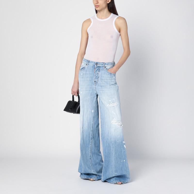 Dsquared2 Light blue palazzo jeans with tears