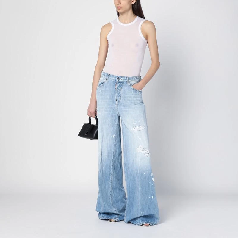 Dsquared2 Light blue palazzo jeans with tears 2