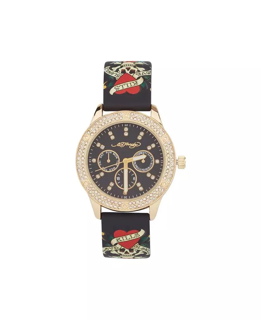 Ed Hardy Women's Quartz Matte Black Silicone Strap Analog Watch 1
