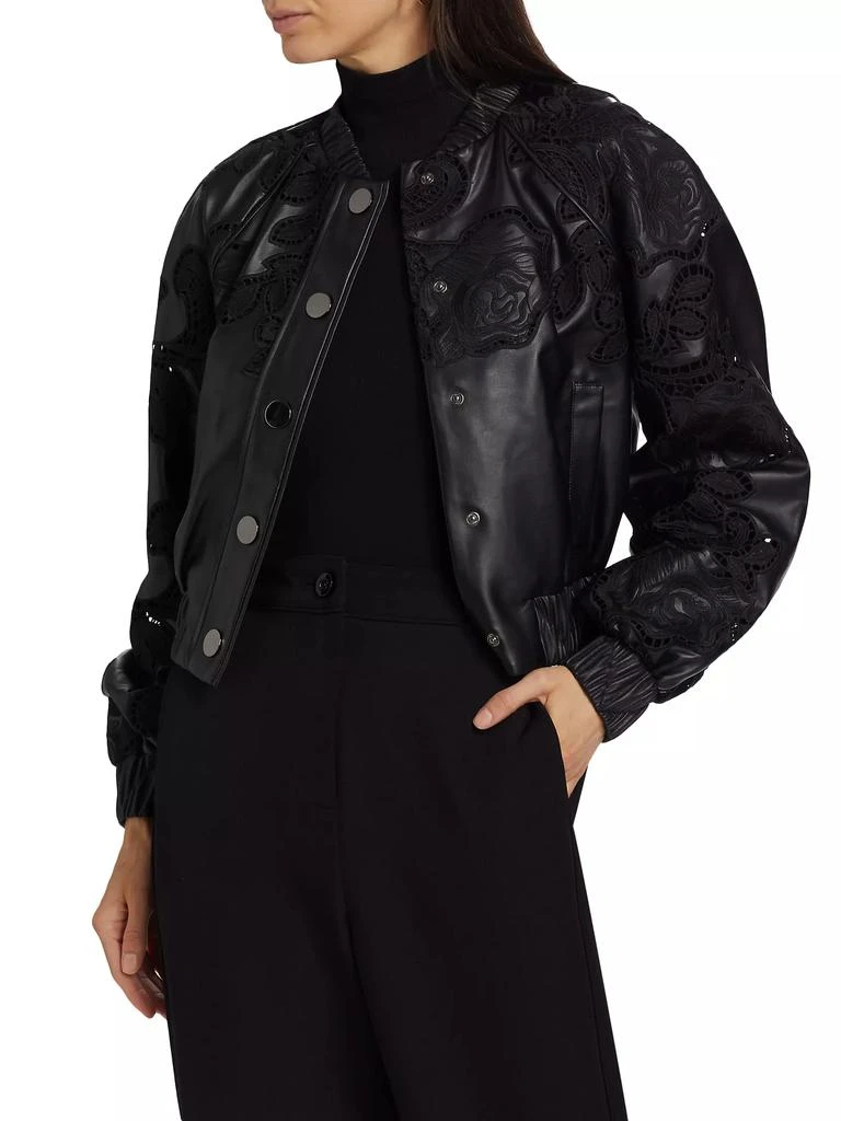 Toccin Brynn Vegan Leather-Lace Bomber Jacket 3
