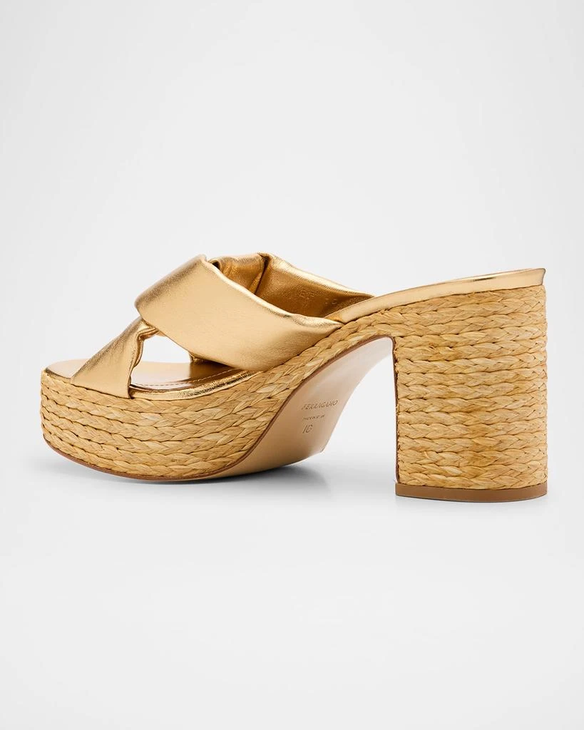 Salvatore Ferragamo Douglas Metallic Espadrille Platform Sandals 4