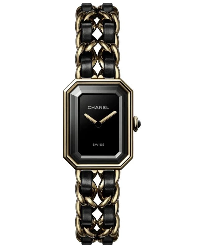 Chanel Chanel Premiere Edition Originale Quartz Black Dial Yellow Gold Plated Steel and Leather Strap Women's Watch H6951 1